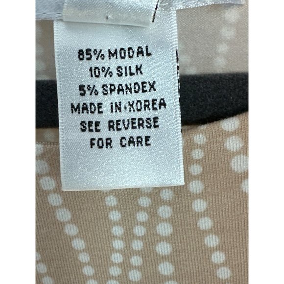 Talbots size XL beige print boat neck long sleeve modal silk blend top - Picture 4 of 7